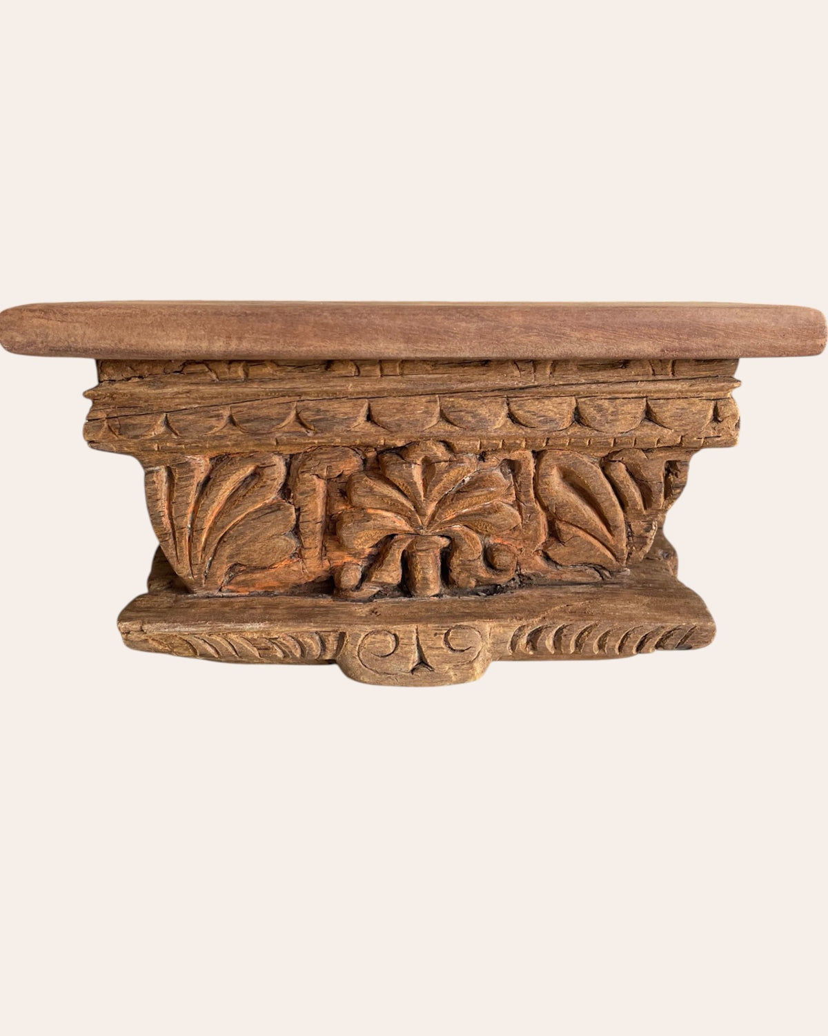 vintage hand-carved wooden shelf / bracket