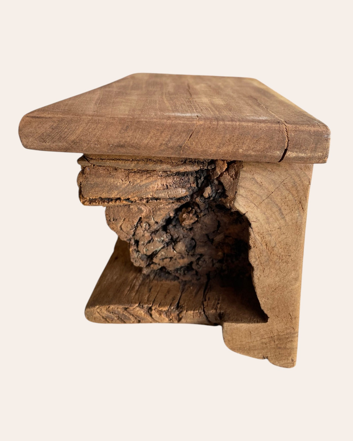 vintage hand-carved wooden shelf / bracket