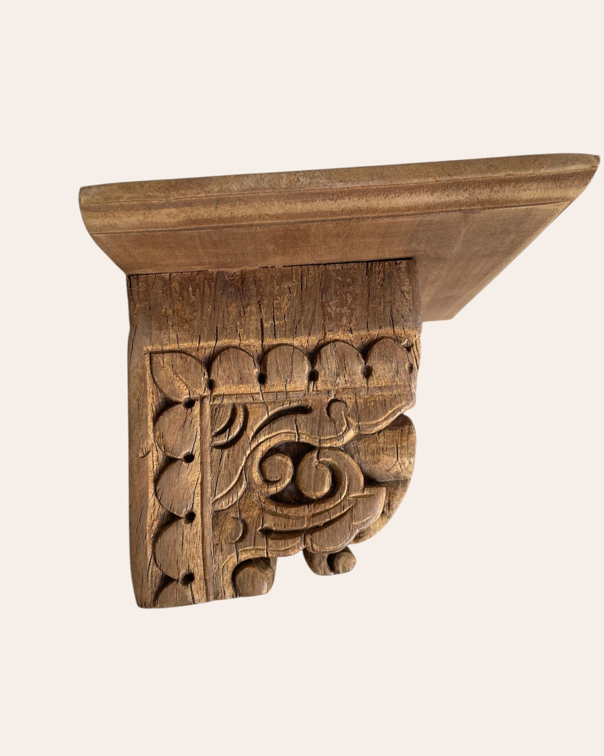 old scrollwork wooden wall bracket