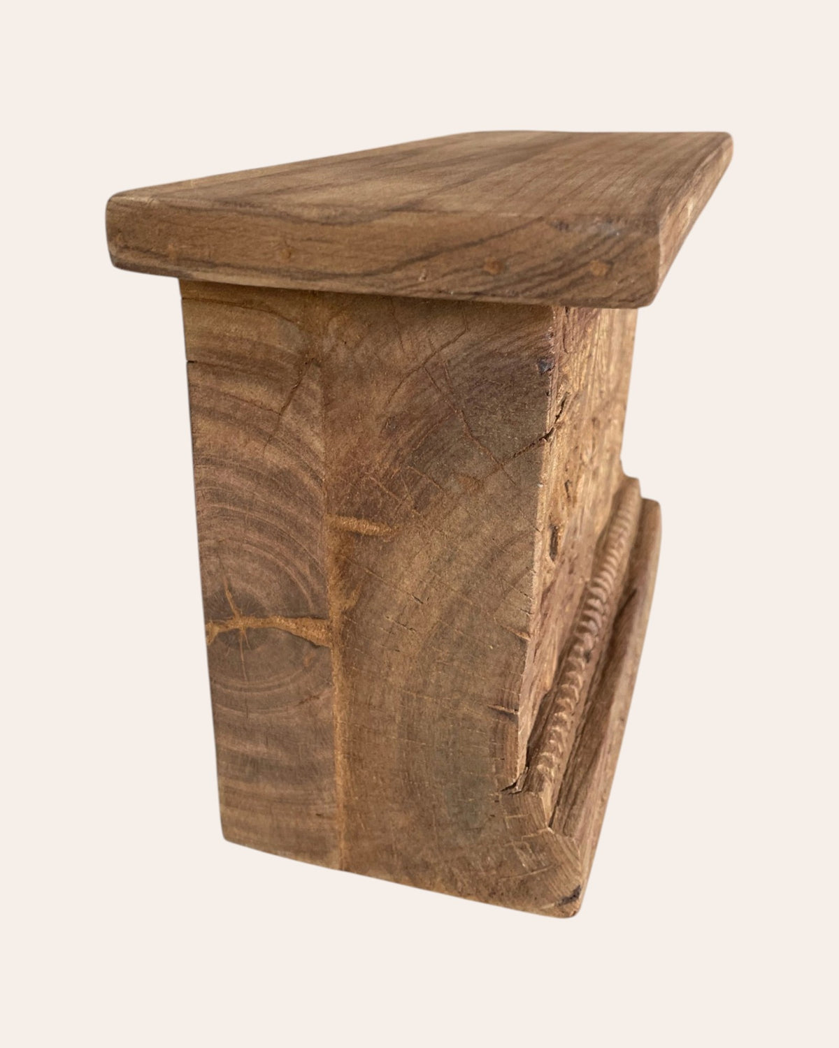 old hand-carved floral & leaf wooden wall shelf