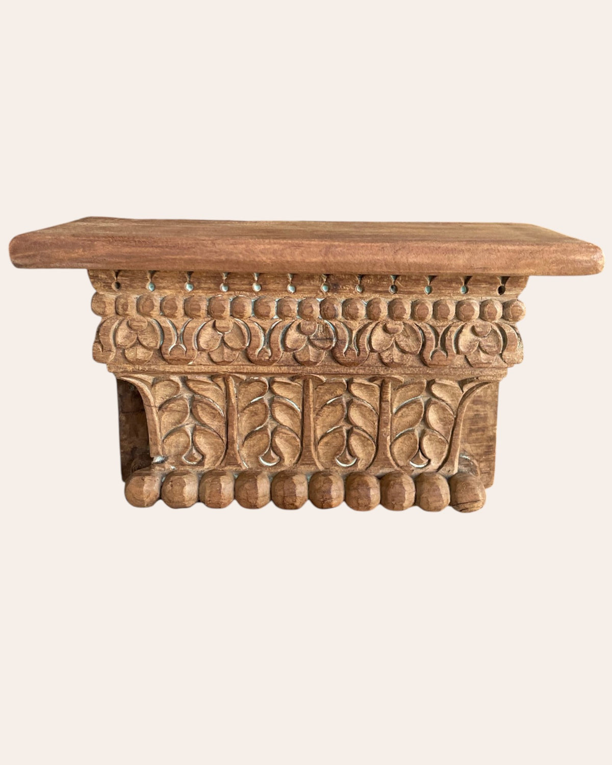 old hand-carved leaf design wall shelf / bracket