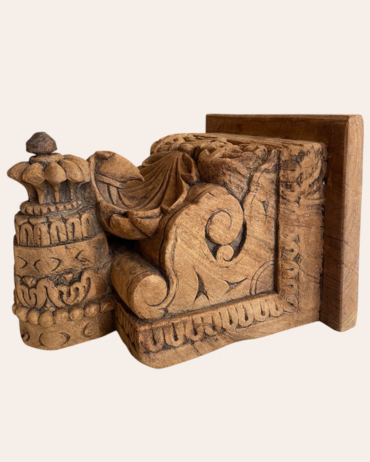 Vintage Ornate Floral Carved Wooden Bracket Shelf