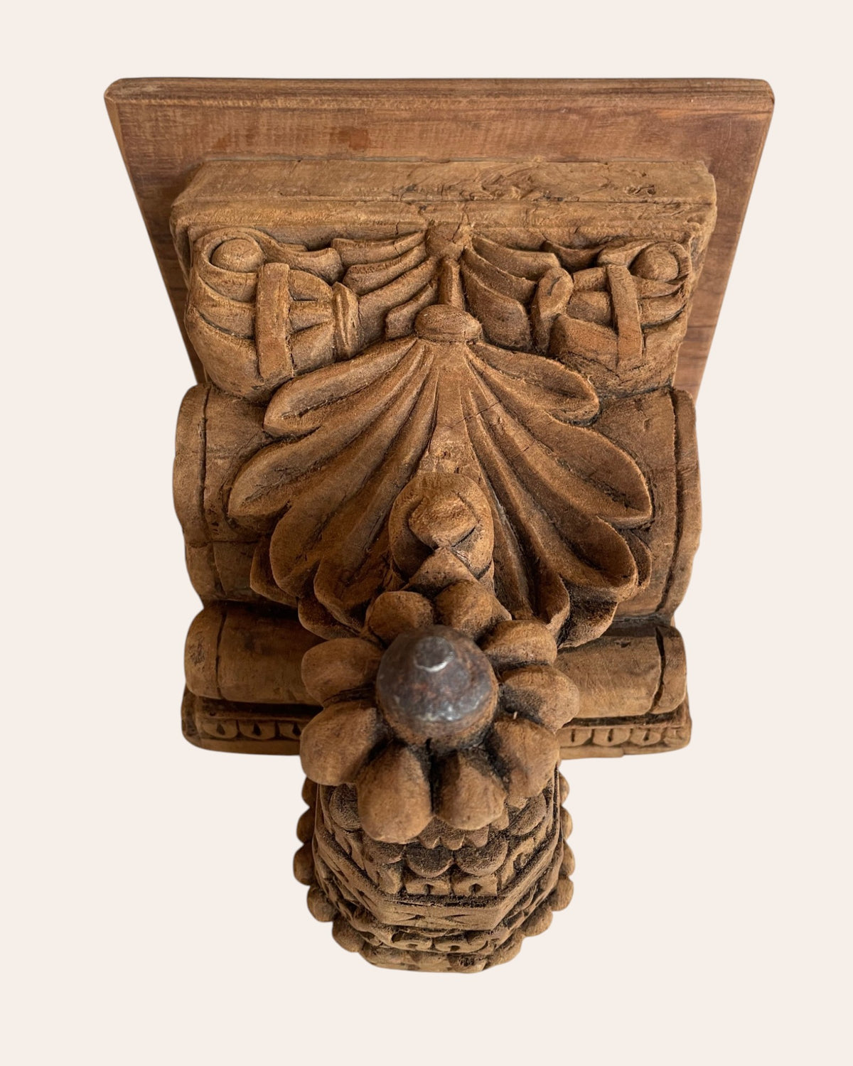vintage ornate floral carved wooden bracket shelf