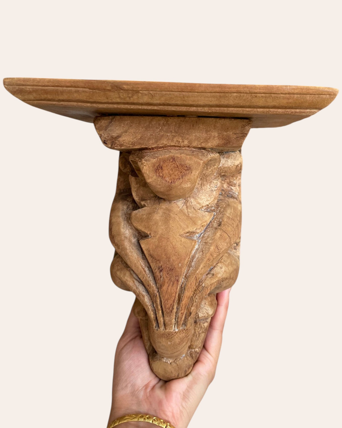 vintage leaf and vine carving wall shelf