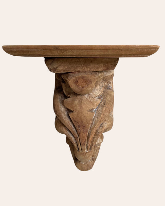 Vintage Leaf and Vine Carving Wall Shelf