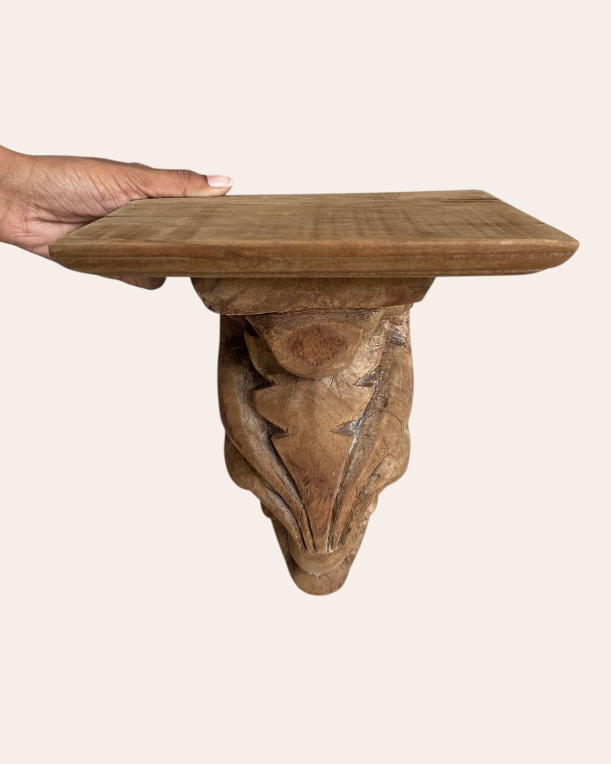 vintage leaf and vine carving wall shelf