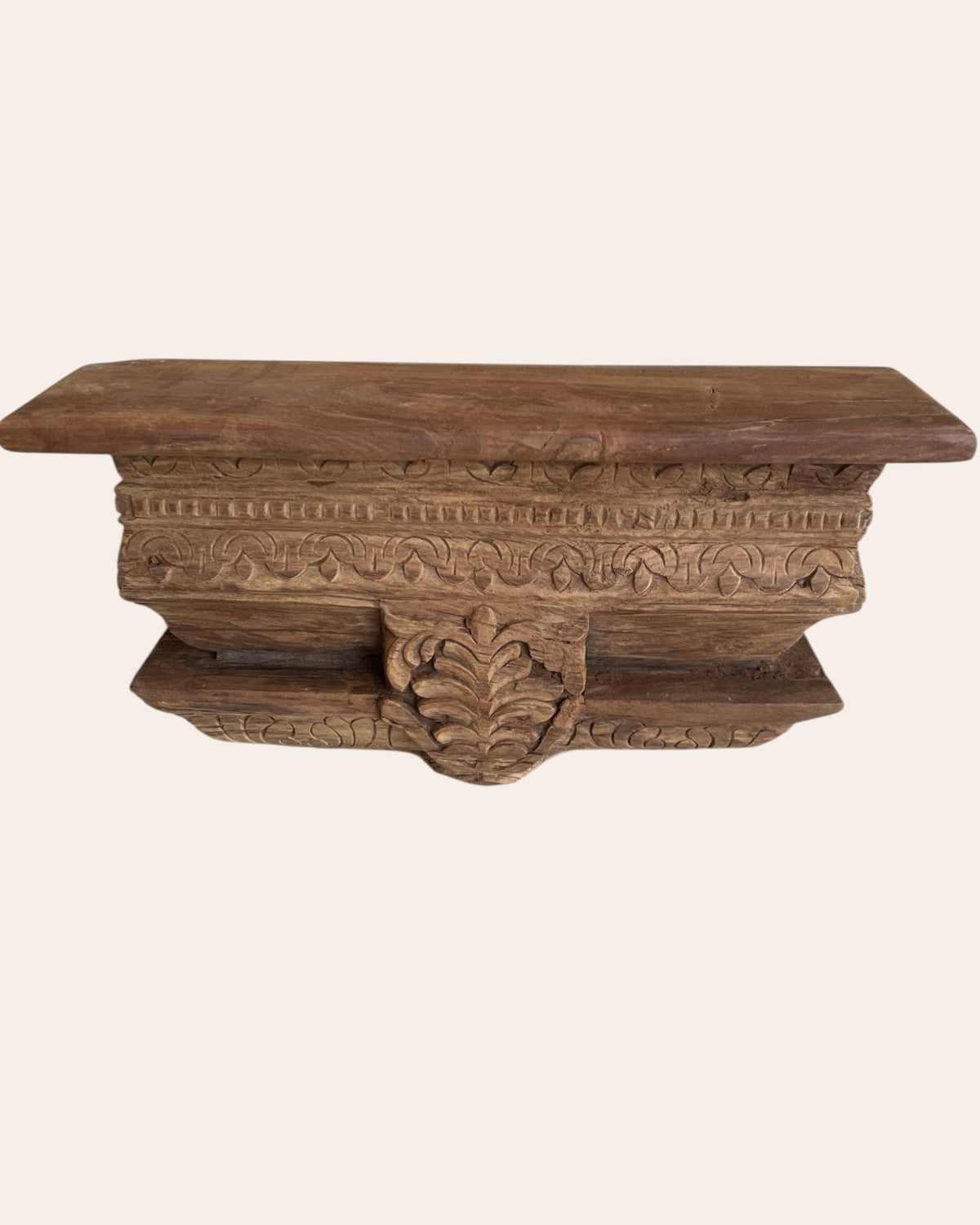 fully carved floral motif wooden corbel wall shelf