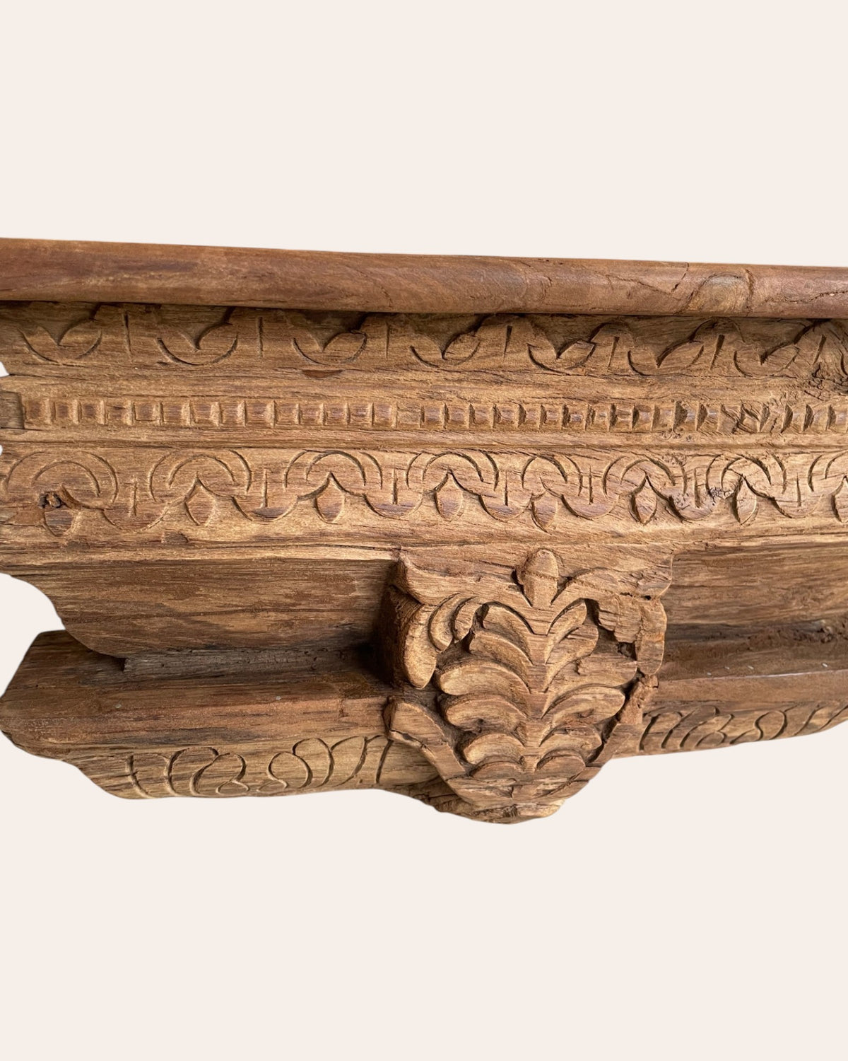 fully carved floral motif wooden corbel wall shelf
