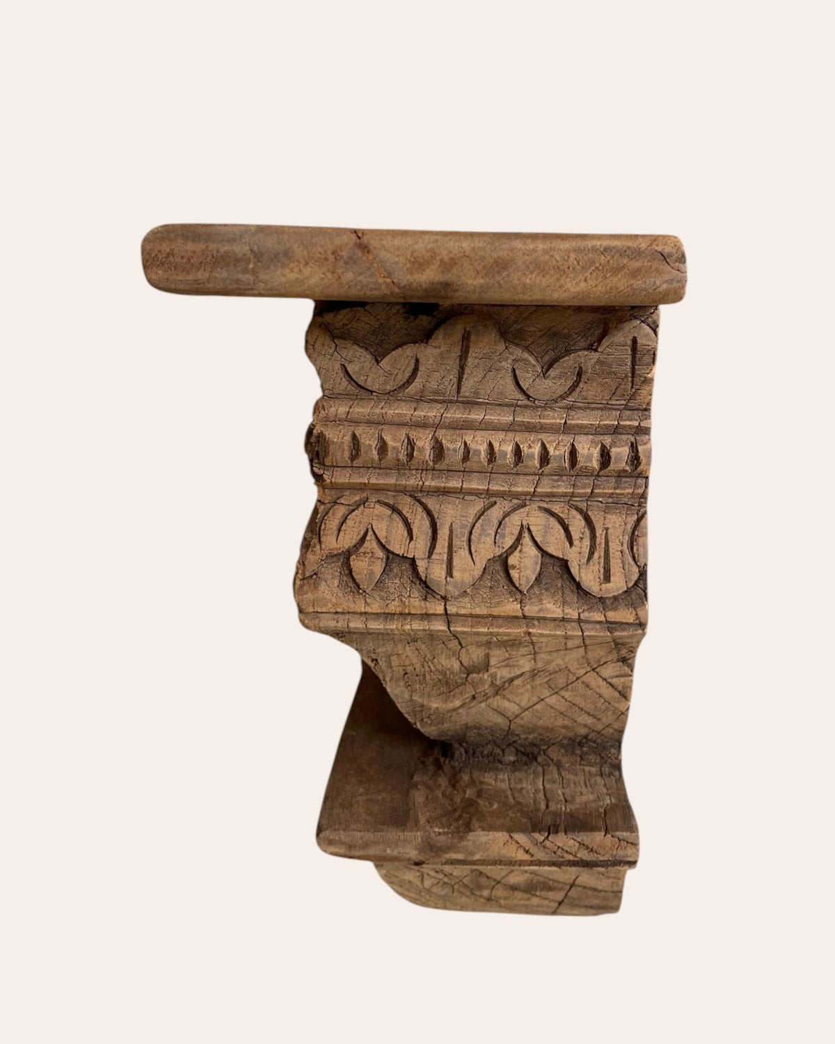 fully carved floral motif wooden corbel wall shelf