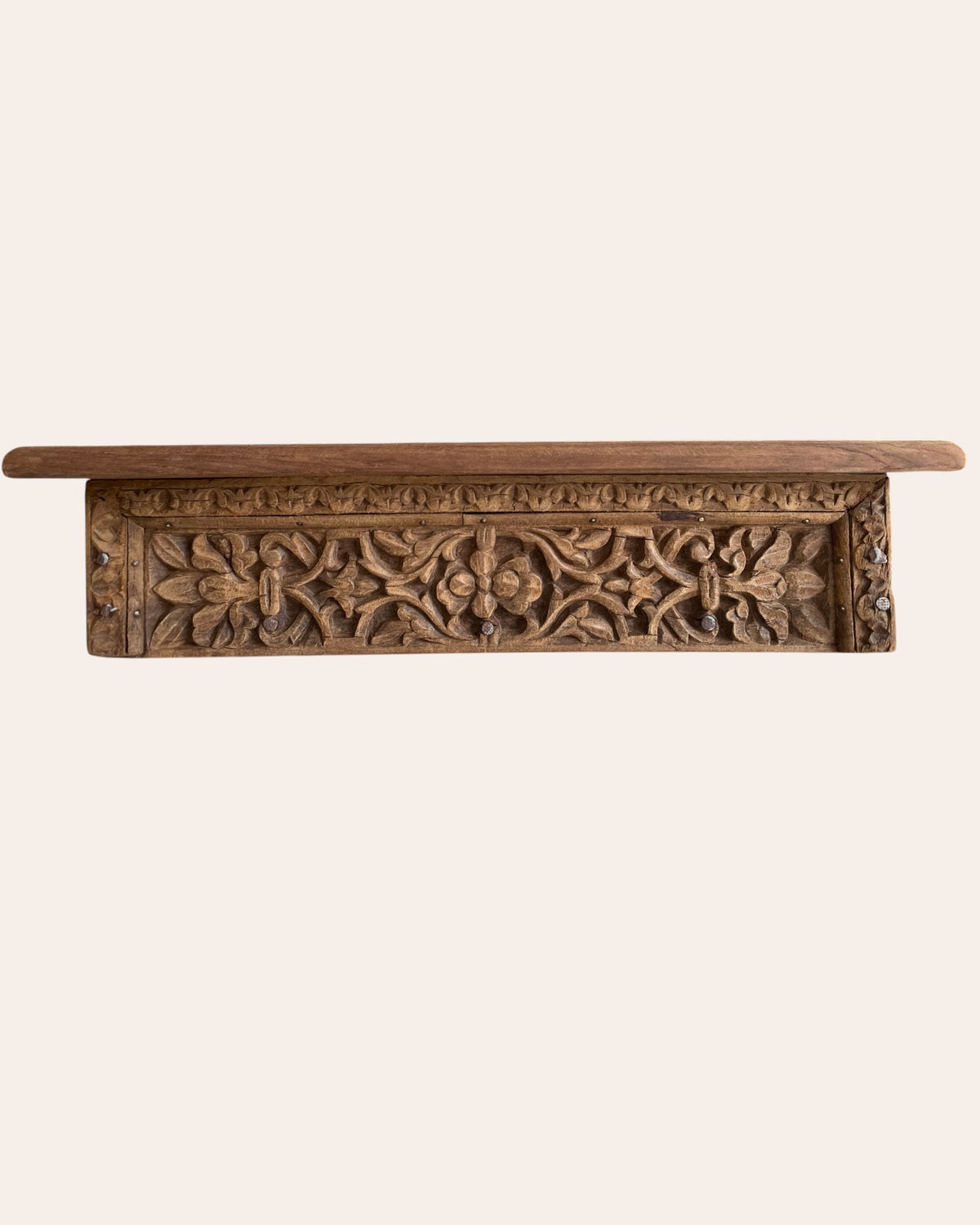 antique old wood floral carved wall shelf