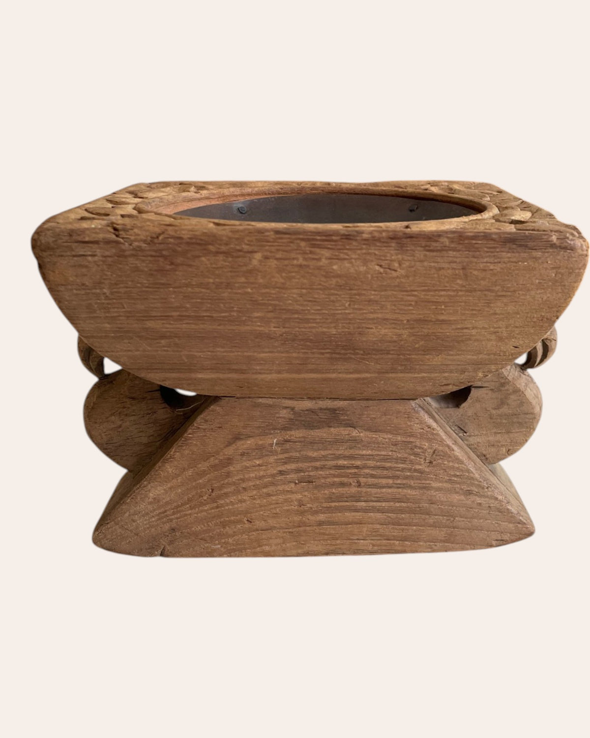 wooden candle, diya & plant holder