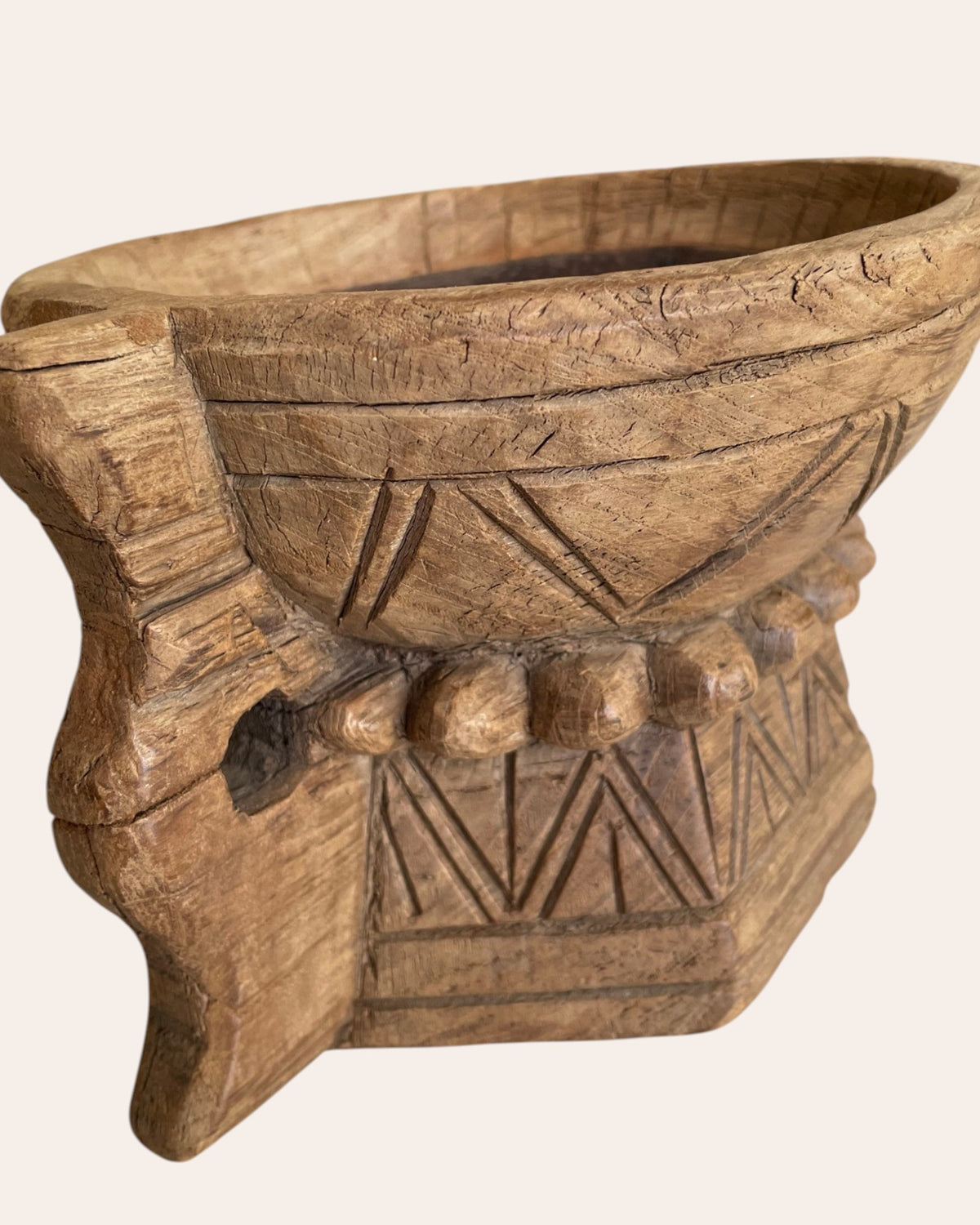 traditional hand-carved wooden stand