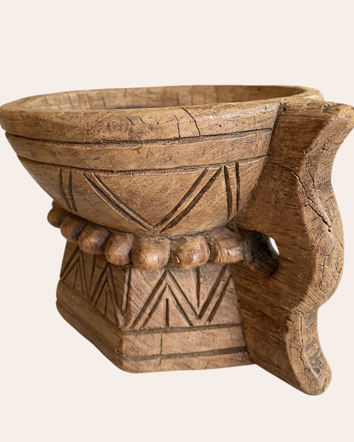 traditional hand-carved wooden stand