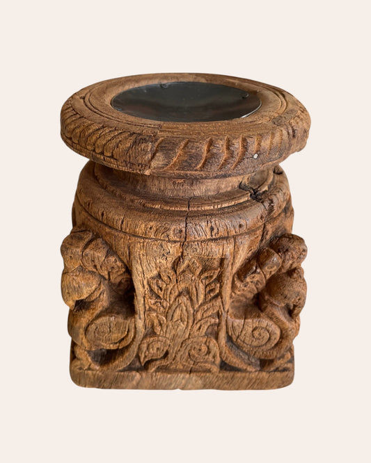 Antique Hand-Carved Wooden Peacock Holder – Candle, Plant, Statue Stand