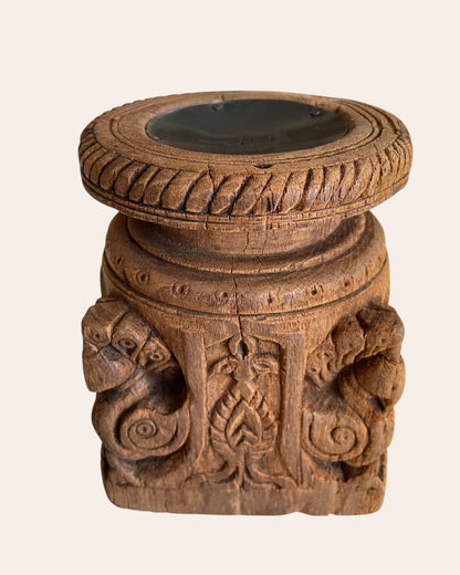 Antique Hand-Carved Wooden Peacock Holder – Candle, Plant, Statue Stand