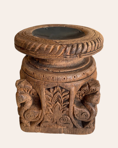 Antique Hand-Carved Wooden Peacock Holder – Candle, Plant, Statue Stand