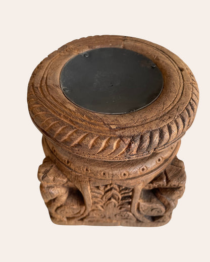 Antique Hand-Carved Wooden Peacock Holder – Candle, Plant, Statue Stand