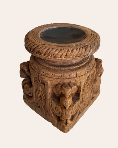 Antique Hand-Carved Wooden Peacock Holder – Candle, Plant, Statue Stand