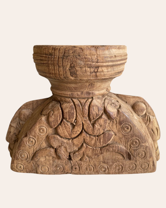 Vintage Hand-Carved Wooden Decorative Seeder Holder