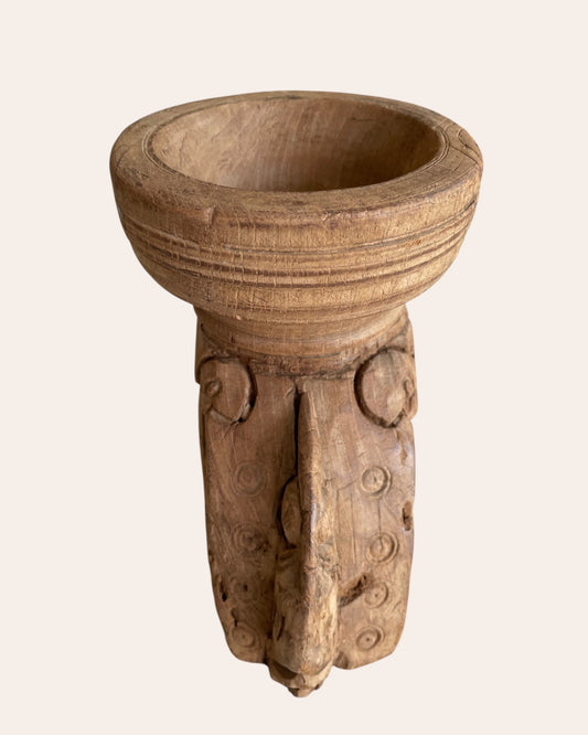 Vintage Hand-Carved Wooden Decorative Seeder Holder