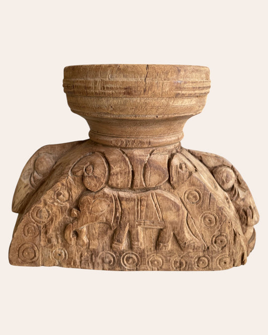Vintage Hand-Carved Wooden Decorative Seeder Holder