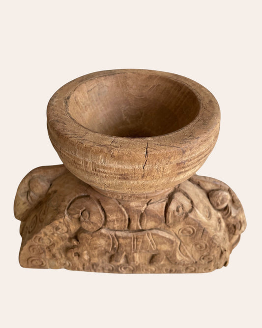 Vintage Hand-Carved Wooden Decorative Seeder Holder