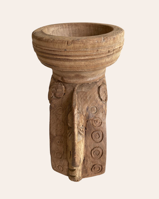 Vintage Hand-Carved Wooden Decorative Seeder Holder