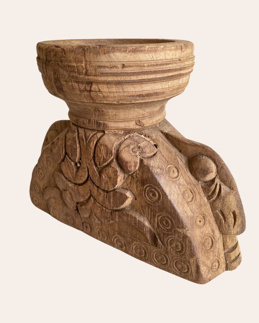 Vintage Hand-Carved Wooden Decorative Seeder Holder