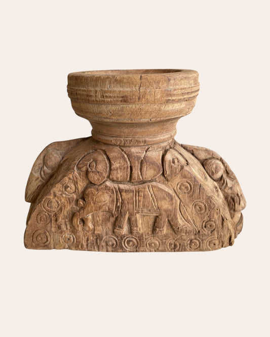 Vintage Hand-Carved Wooden Decorative Seeder Holder