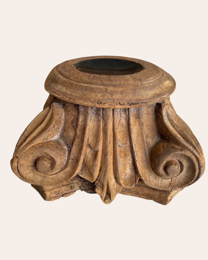 Vintage Hand-Carved Wooden Pillar Base