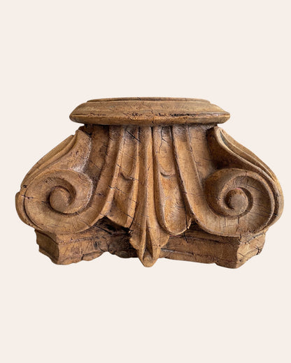 Vintage Hand-Carved Wooden Pillar Base