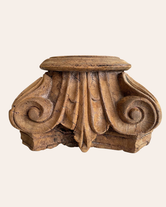 Vintage Hand-Carved Wooden Pillar Base