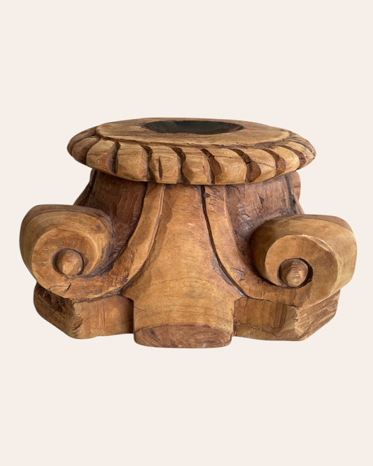 Vintage Hand-Carved Wooden Decorative Pillar Base
