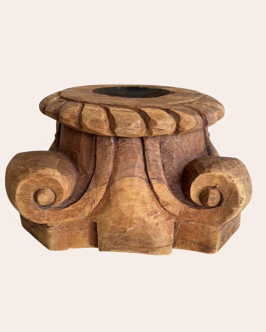 Vintage Hand-Carved Wooden Decorative Pillar Base