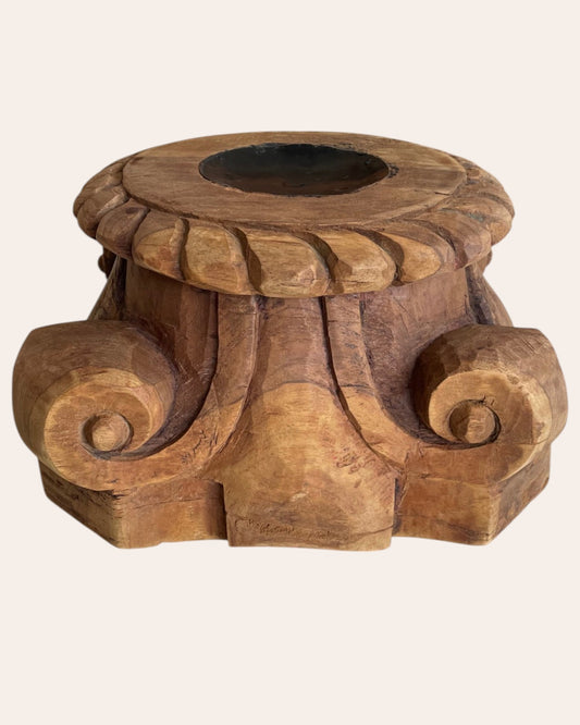 Vintage Hand-Carved Wooden Decorative Pillar Base