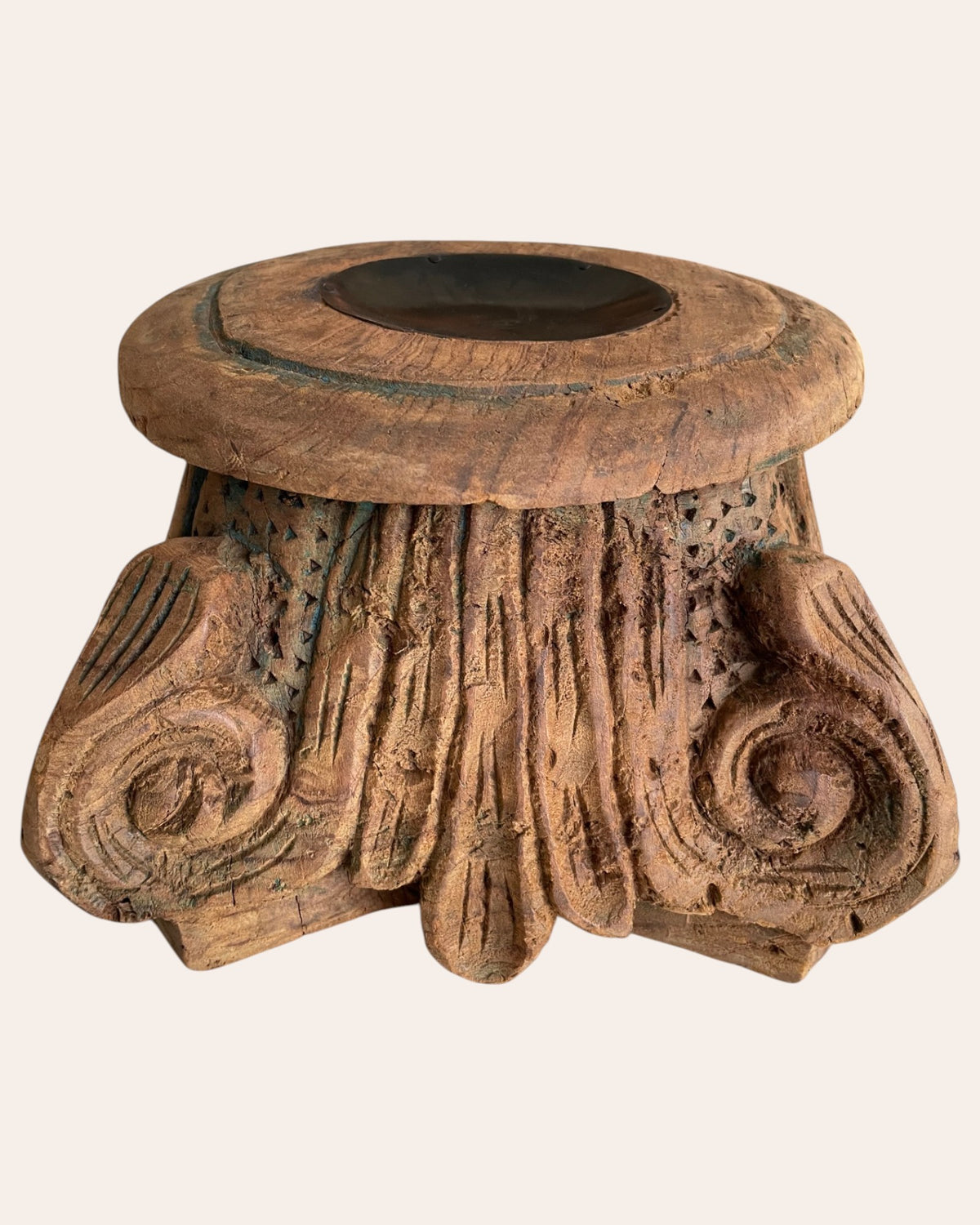 antique indian wooden architectural base