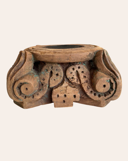 Old Hand-Carved Wooden Base