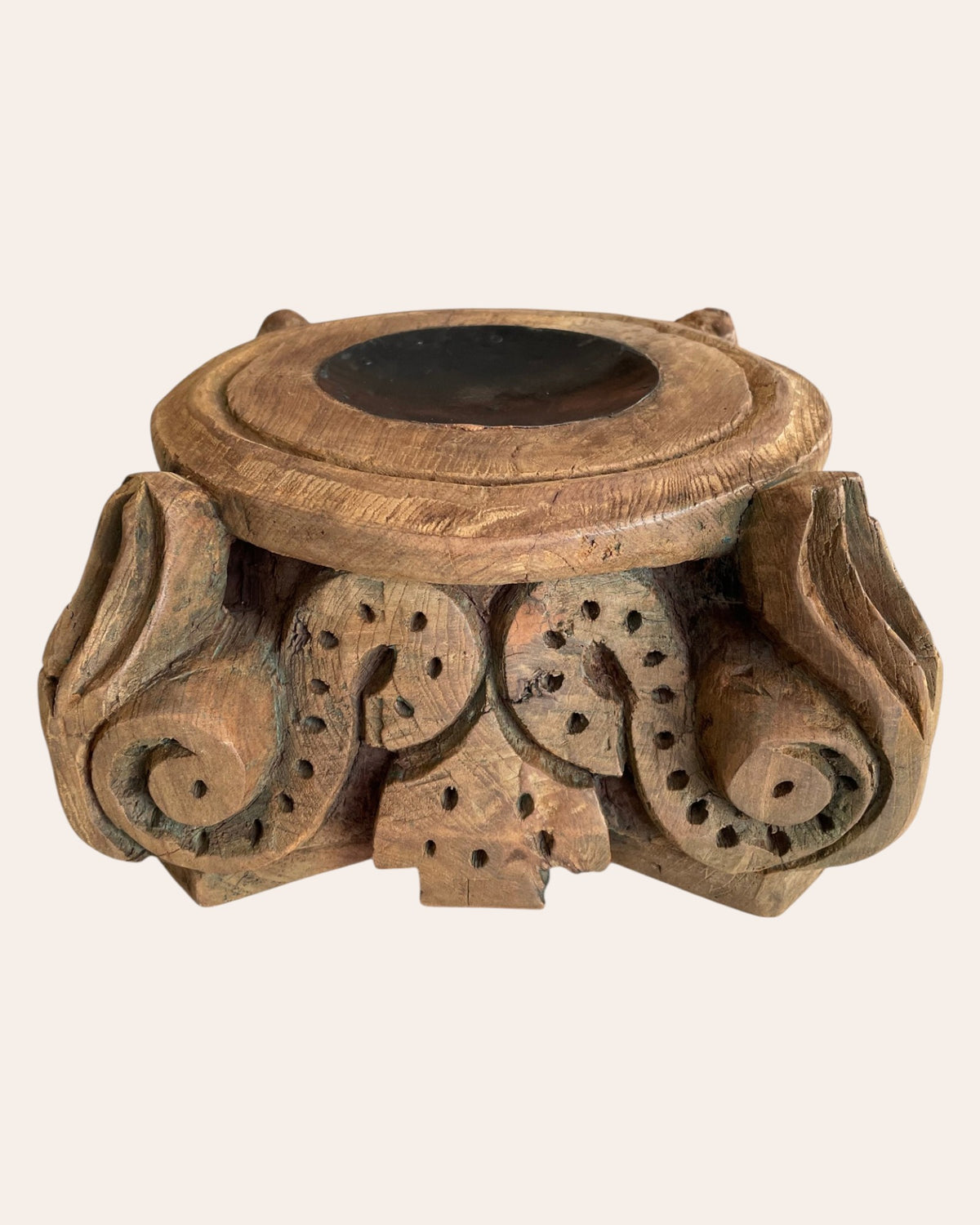 old hand-carved wooden base