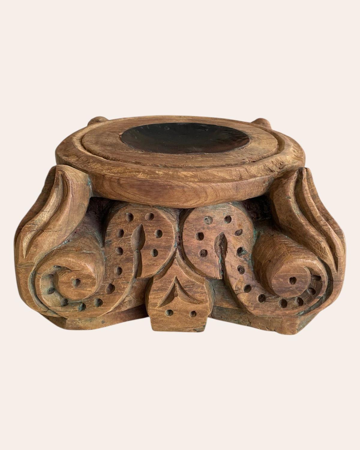 old hand-carved wooden base