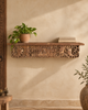 Vintage Hand-Carved Wooden Architectural Wall Shelf