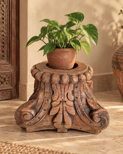 Antique Wooden Decorative Candle Holder / Plant Holder
