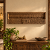 Vintage Hand-Carved Floral & Ganesha Wooden Wall Panel - Set of 2
